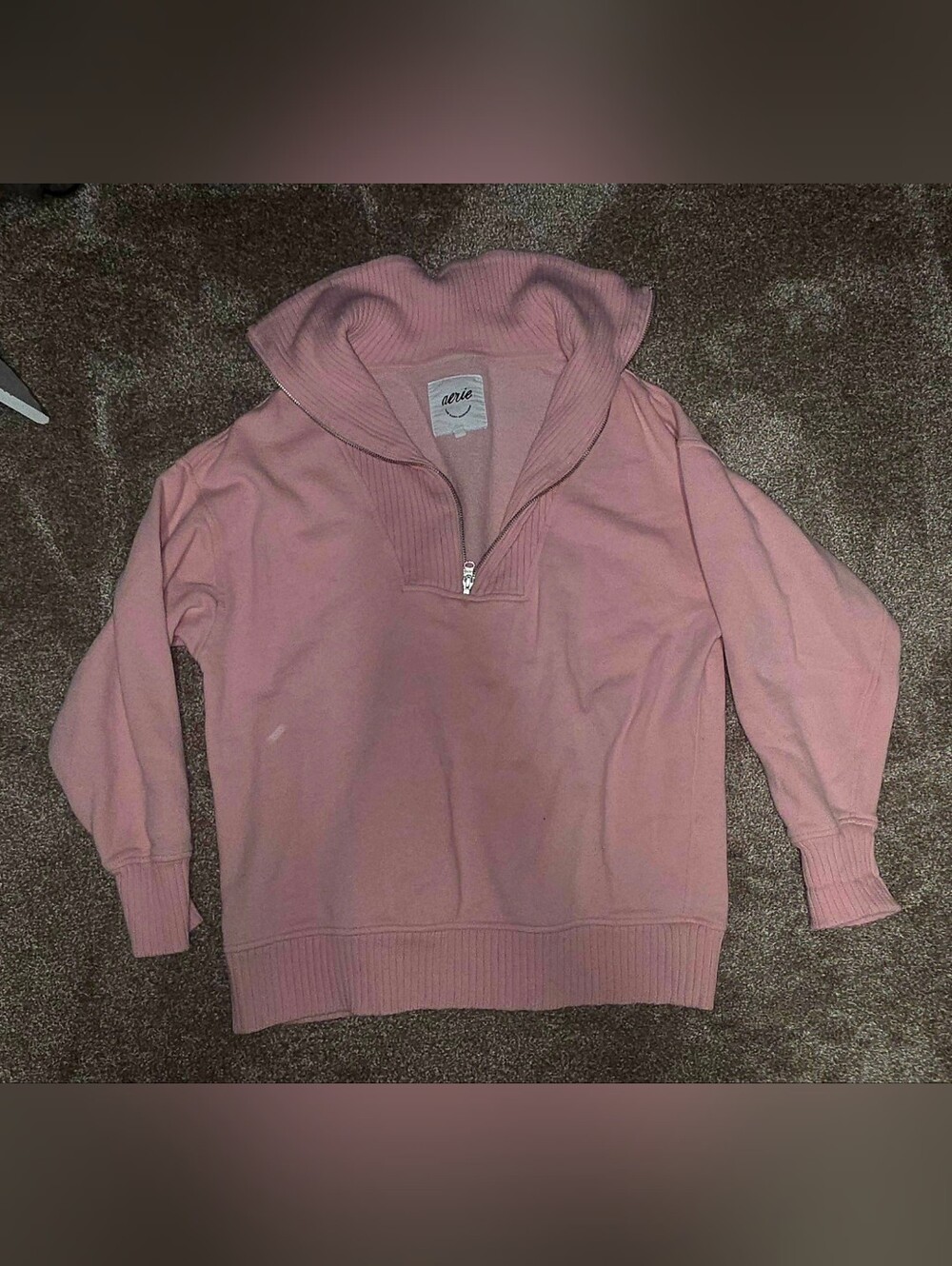 aerie Dusty Pink Half-Zip Funnel Neck Sweater